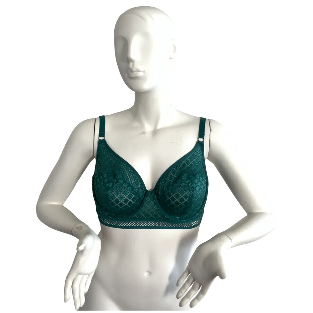 Adore Me Tatum Jasper Bra Adjustable Straps Green 38DDD